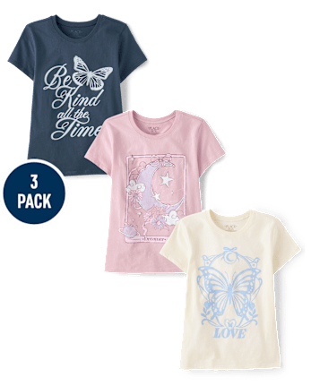 Girls Positive Words Graphic Tee 3-Pack