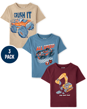 Baby And Toddler Boys Vehicle Graphic Tee 3-Pack