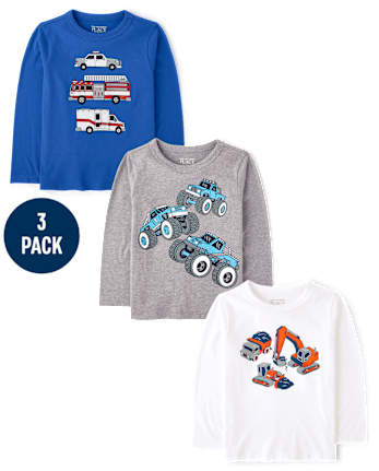Baby And Toddler Boys Vehicle Graphic Tee 3-Pack