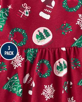 Toddler Girls Holiday Fit And Flare Dress 3-Pack