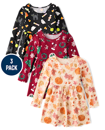 Toddler Girls Holiday Fit And Flare Dress 3-Pack