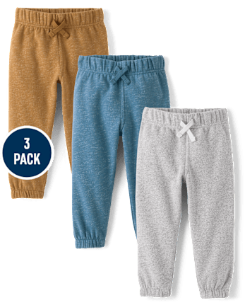 Baby And Toddler Boys Fleece Jogger Pants 3-Pack