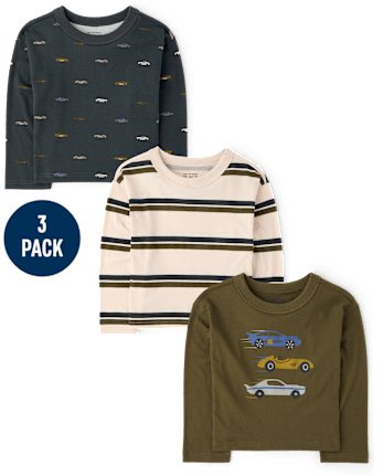Baby And Toddler Boys Racecar Top 3-Pack