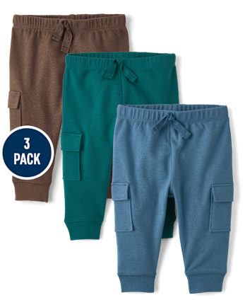 Baby Boys Cargo Jogger Pants 3-Pack