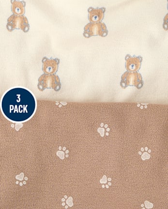Baby Boys Embroidered Bear Bib 3-Pack