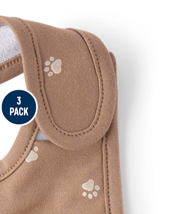 Baby Boys Embroidered Bear Bib 3-Pack