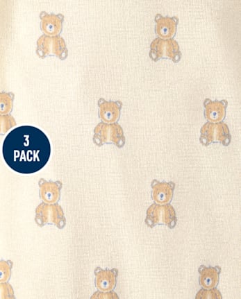 Baby Boys Embroidered Bear Bodysuit 3-Pack