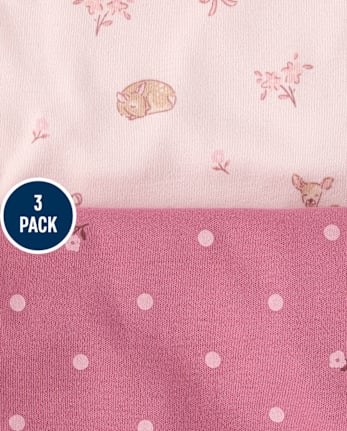 Baby Girls Embroidered Deer Bib 3-Pack