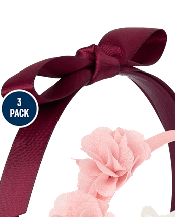 Girls Floral Bow Headband 3-Pack