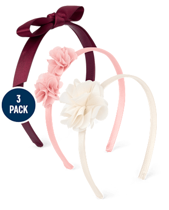 Girls Floral Bow Headband 3-Pack
