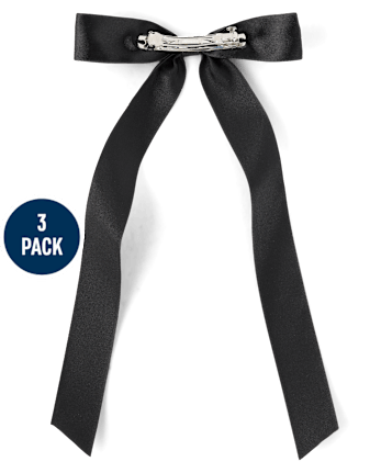 Girls Satin Bow Ribbon Hair Clip 3-Pack
