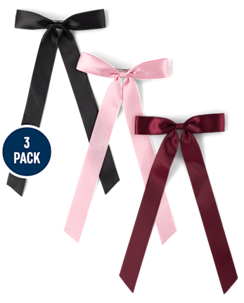 Girls Satin Bow Ribbon Hair Clip 3-Pack