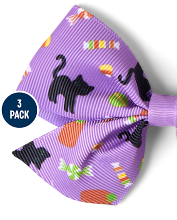 Girls Halloween Shakey Bow Hair Clip 3-Pack