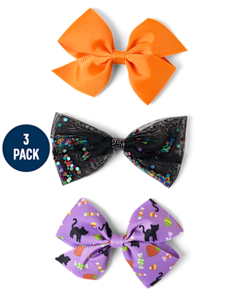 Girls Halloween Shakey Bow Hair Clip 3-Pack