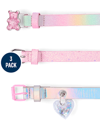 Girls Glitter Candy Bear Belt 3-Pack
