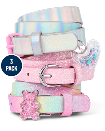 Girls Glitter Candy Bear Belt 3-Pack