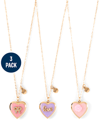 Girls Bow Locket BFF Necklace 3-Pack
