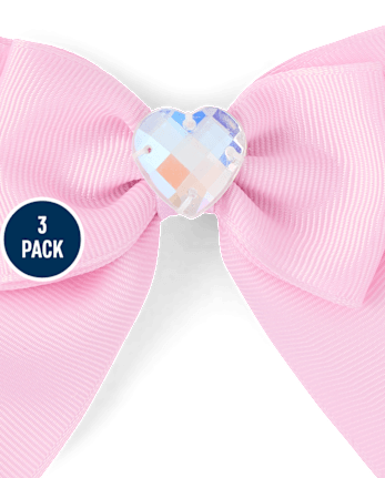 Toddler Girls Heart Bow Hair Clip 3-Pack
