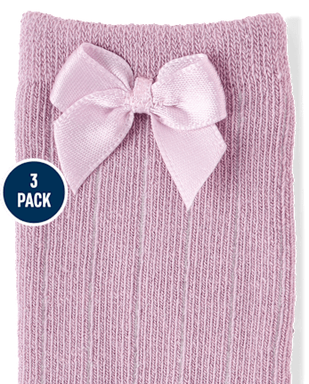 Baby Girls Bow Pointelle At Knee Socks 3-Pack