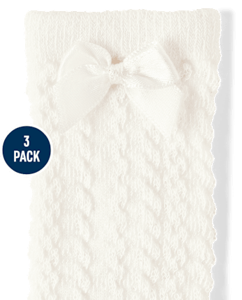Baby Girls Bow Pointelle At Knee Socks 3-Pack