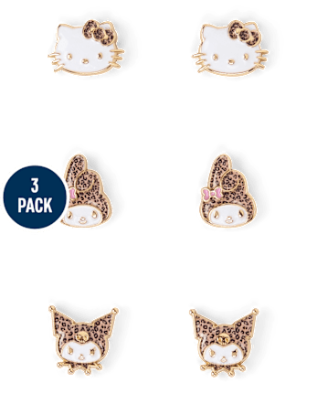 Girls Hello KittyÂ® And Friends Earrings 3-Pack - MULTI CLR