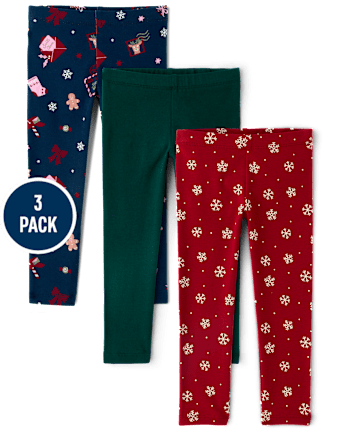 Toddler Girls Holiday Leggings 3-Pack - MULTI CLR