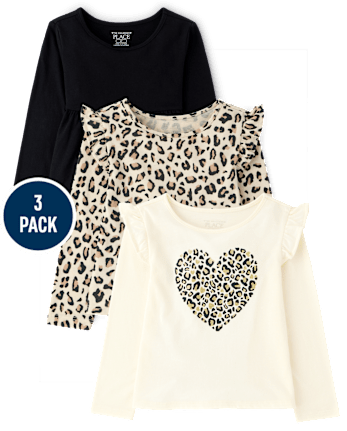Toddler Girls Glitter Leopard Top 3-Pack - HAY STACK