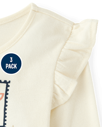 Toddler Girls Holiday Flutter Top 3-Pack - FAIR IVORY