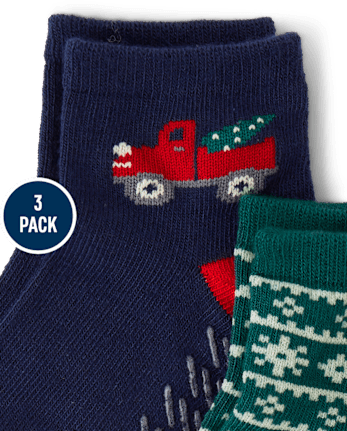 Toddler Boys Holiday Midi Socks 3-Pack - MULTI CLR