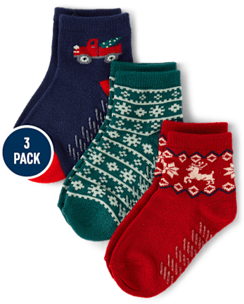 Toddler Boys Holiday Midi Socks 3-Pack - MULTI CLR
