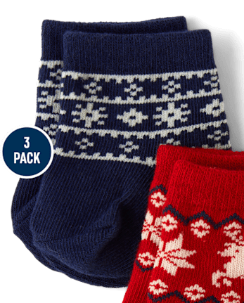 Baby Boys Holiday Midi Socks 3-Pack - MULTI CLR