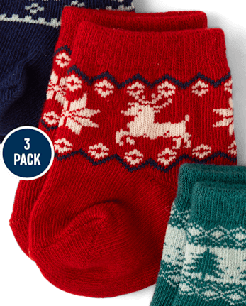 Baby Boys Holiday Midi Socks 3-Pack - MULTI CLR