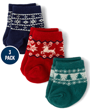 Baby Boys Holiday Midi Socks 3-Pack - MULTI CLR
