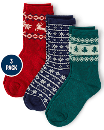 Boys Holiday Crew Socks 3-Pack - MULTI CLR