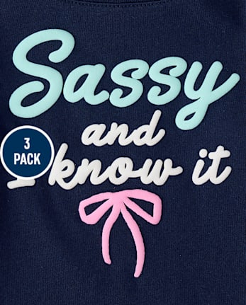 Baby And Toddler Girls Sassy Graphic Tee 3-Pack - MULTI CLR