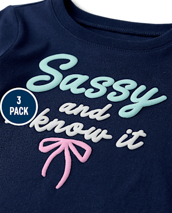 Baby And Toddler Girls Sassy Graphic Tee 3-Pack - MULTI CLR