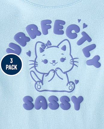 Baby And Toddler Girls Sassy Graphic Tee 3-Pack - MULTI CLR