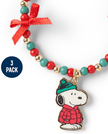 Girls Snoopy™ Holiday Beaded Bracelet 3-Pack - MULTI CLR