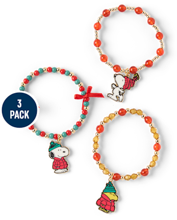 Girls Snoopy™ Holiday Beaded Bracelet 3-Pack - MULTI CLR