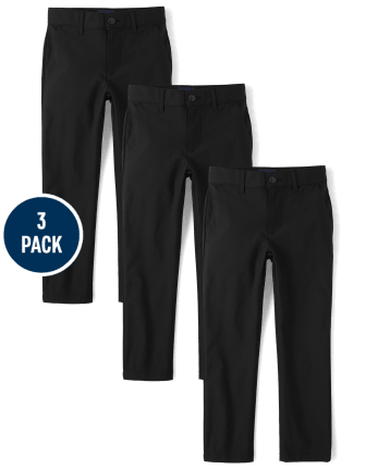 Boys Uniform Quick Dry Skinny Chino Pants 3-Pack