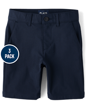 Boys Uniform Quick Dry Premium Chino Shorts 3-Pack