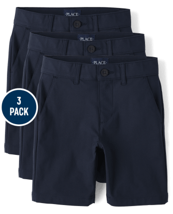 Boys Uniform Quick Dry Chino Shorts 3-Pack