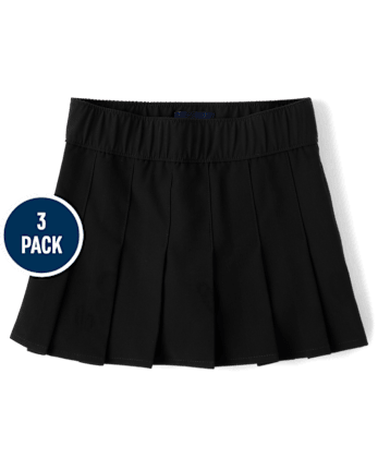 Falda pantalón plisada de secado rápido uniforme para niñas, paquete de 3