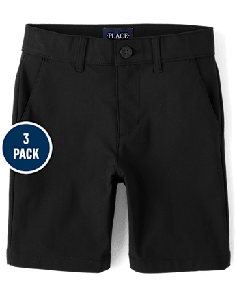 Paquete de 3 pantalones cortos chinos uniformes de secado rápido para niños