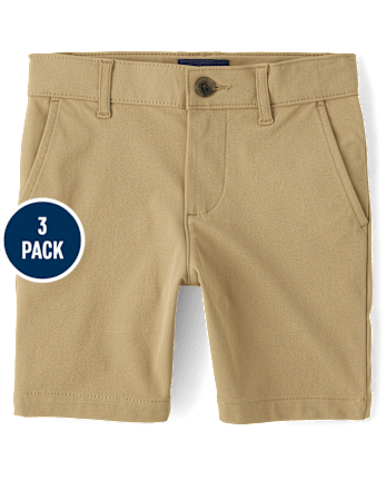Boys Uniform Quick Dry Premium Chino Shorts 3-Pack