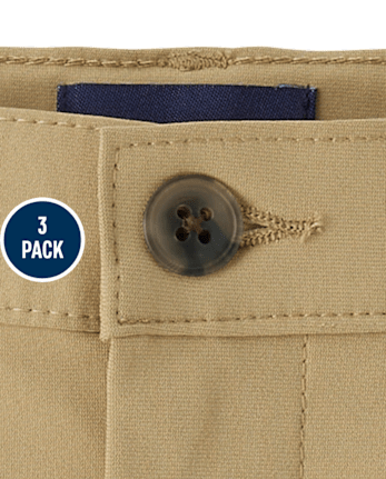 Paquete de 3 pantalones cortos chinos uniformes de secado rápido para niños