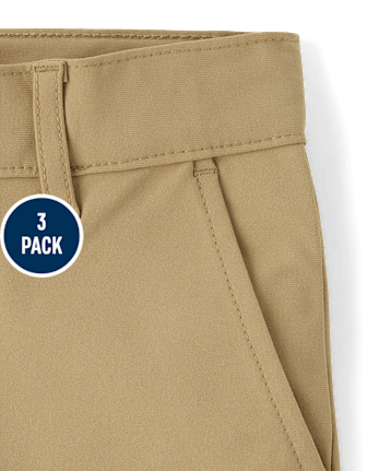 Paquete de 3 pantalones cortos chinos uniformes de secado rápido para niños