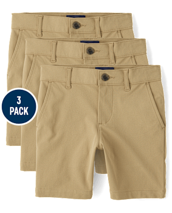 Paquete de 3 pantalones cortos chinos uniformes de secado rápido para niños