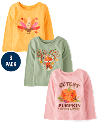 Baby And Toddler Girls Harvest Graphic Tee 3-Pack