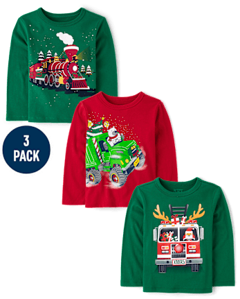 Baby And Toddler Boys Christmas Graphic Tee 3-Pack